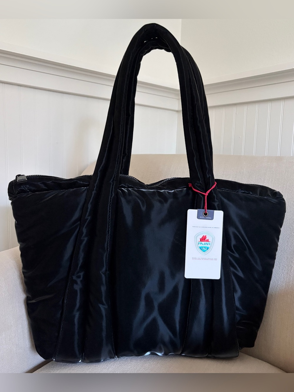 NWT Pajar Canada Sira Black Quilted Tote Travel Bag